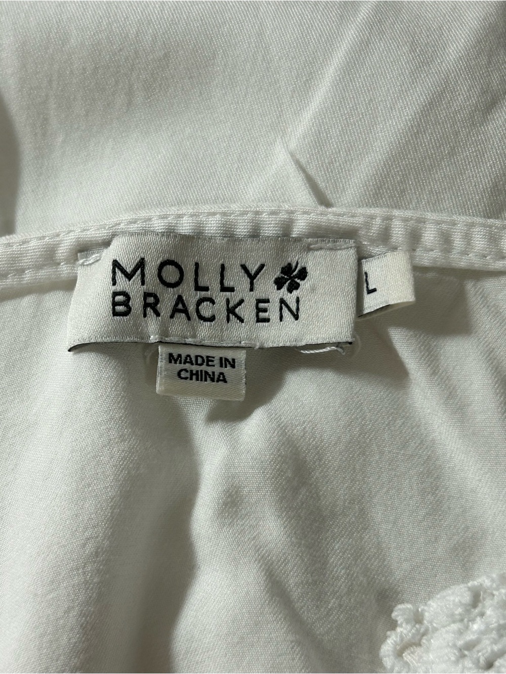 Molly Bracken White Crochet Lace Ruffle Tiered Babydoll Dress Size L - Picture 3 of 8